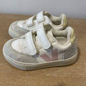 Veja Kids Cream and Pink Sneakers